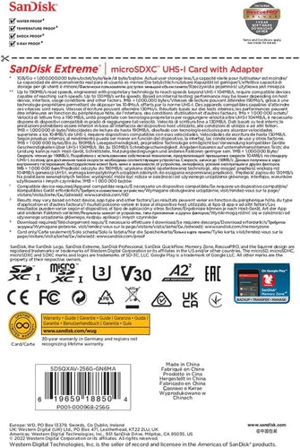 Buy Sandisk,SanDisk 256GB Extreme microSDXC card + SD adapter + RescuePRO Deluxe, up to 190MB/s, with A2 App Performance, UHS-I, Class 10, U3, V30, Black - Gadcet UK | UK | London | Scotland | Wales| Ireland | Near Me | Cheap | Pay In 3 | Memory Card