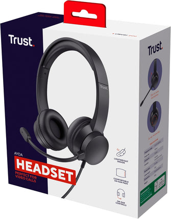 Buy Trust,Trust Ayda On-Ear Wired Headset with Microphone – 3.5mm Jack, Lightweight, Adjustable Headband, 1.8m Cable – For PC, Laptop, Mac, Zoom & Teams – Black - Gadcet UK | UK | London | Scotland | Wales| Near Me | Cheap | Pay In 3 | Headsets