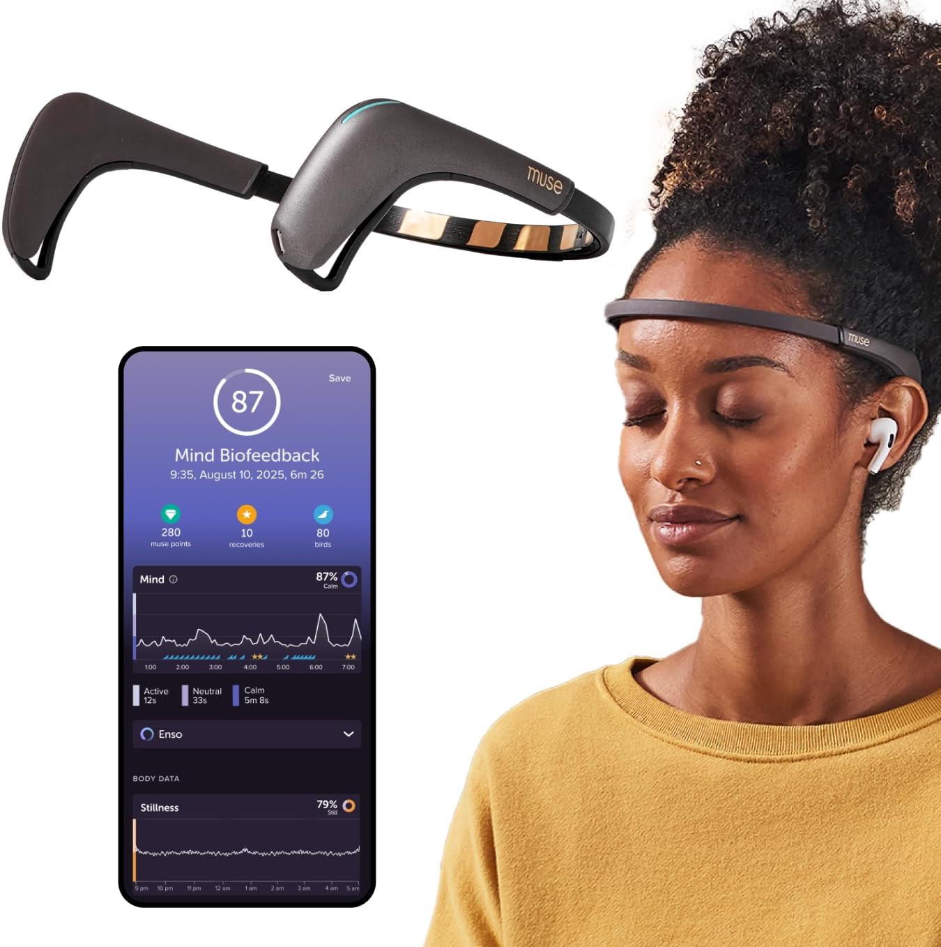 Muse 2 EEG Brain Sensing Headband – Meditation & Biofeedback Tracker