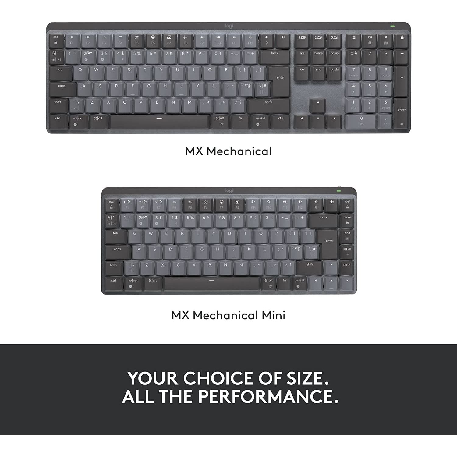 Buy Logitech,Logitech MX Mechanical Mini Wireless Illuminated Keyboard, Tactile Quiet Switches, Backlit, Bluetooth, USB-C, macOS, Windows, Linux, iOS, Android, Metal, QWERTY UK English Layout - Grey - Gadcet.com | UK | London | Scotland | Wales| Ireland | Near Me | Cheap | Pay In 3 | Keyboards