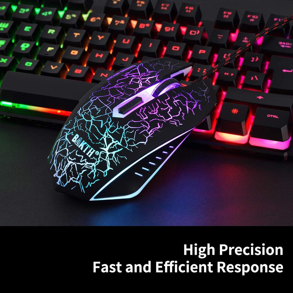 BAKTH Rainbow LED Backlit Gaming Keyboard & Mouse Combo – Mechanical-F ...