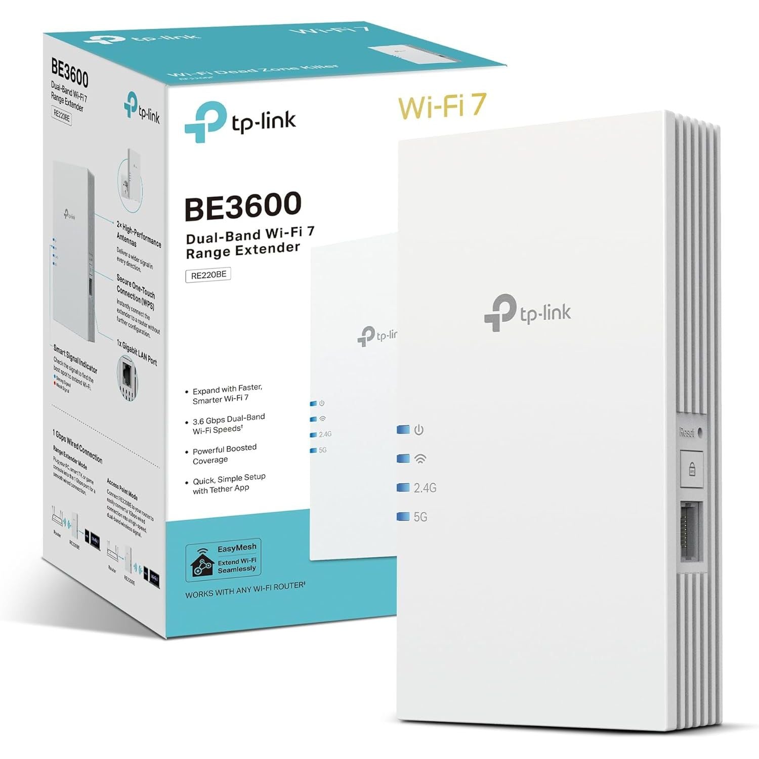 Buy TP-Link,TP-Link RE220BE BE3600 WiFi 7 Extender Booster with Ethernet Port - Gadcet UK | UK | London | Scotland | Wales| Near Me | Cheap | Pay In 3 | Network Cards & Adapters