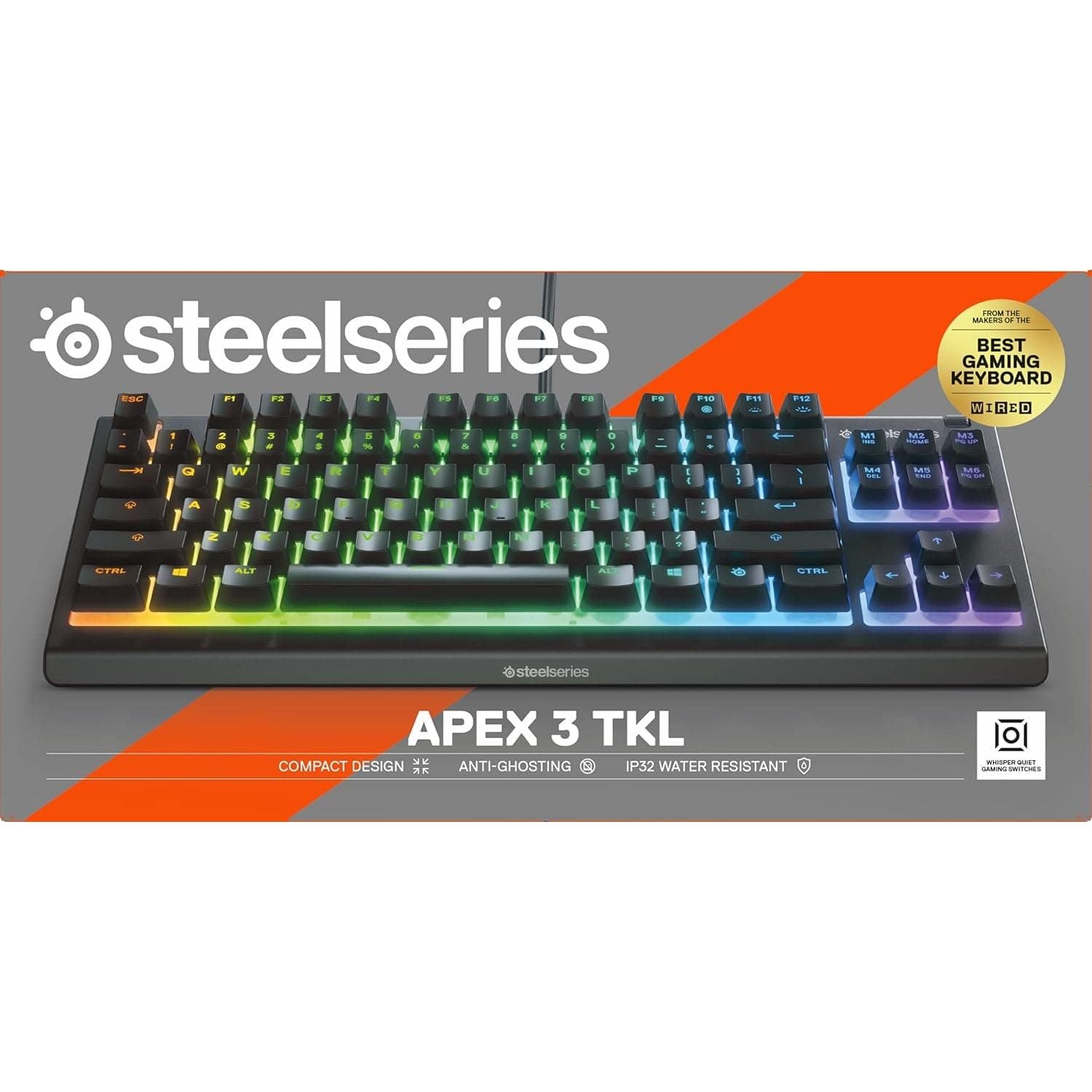 Buy SteelSeries,SteelSeries Apex 3 TKL Wired Gaming Keyboard - Black - Gadcet UK | UK | London | Scotland | Wales| Ireland | Near Me | Cheap | Pay In 3 | Keyboards