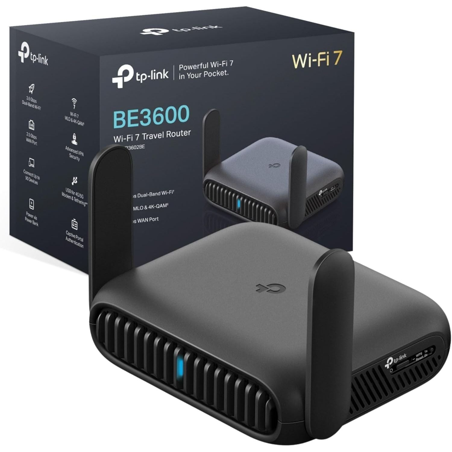 Buy TP-Link,TP-Link TL-WR3602BE BE3600Mbps Wi-Fi 7 Travel Router, USB 3.0 and 2.5 Multi-Gig WAN Ports, Portable WiFi Router, VPN Client or Server, Hotspot, Access Point, USB Tethering - Gadcet UK | UK | London | Scotland | Wales| Near Me | Cheap | Pay In 3 | Wireless Routers