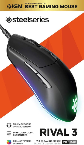 Buy SteelSeries,SteelSeries Rival 3 - Gaming Mouse - 8,500 CPI TrueMove Core Optical Sensor - 6 Programmable Buttons - Split Trigger Buttons - Black - Gadcet UK | UK | London | Scotland | Wales| Near Me | Cheap | Pay In 3 | Keyboard & Mouse