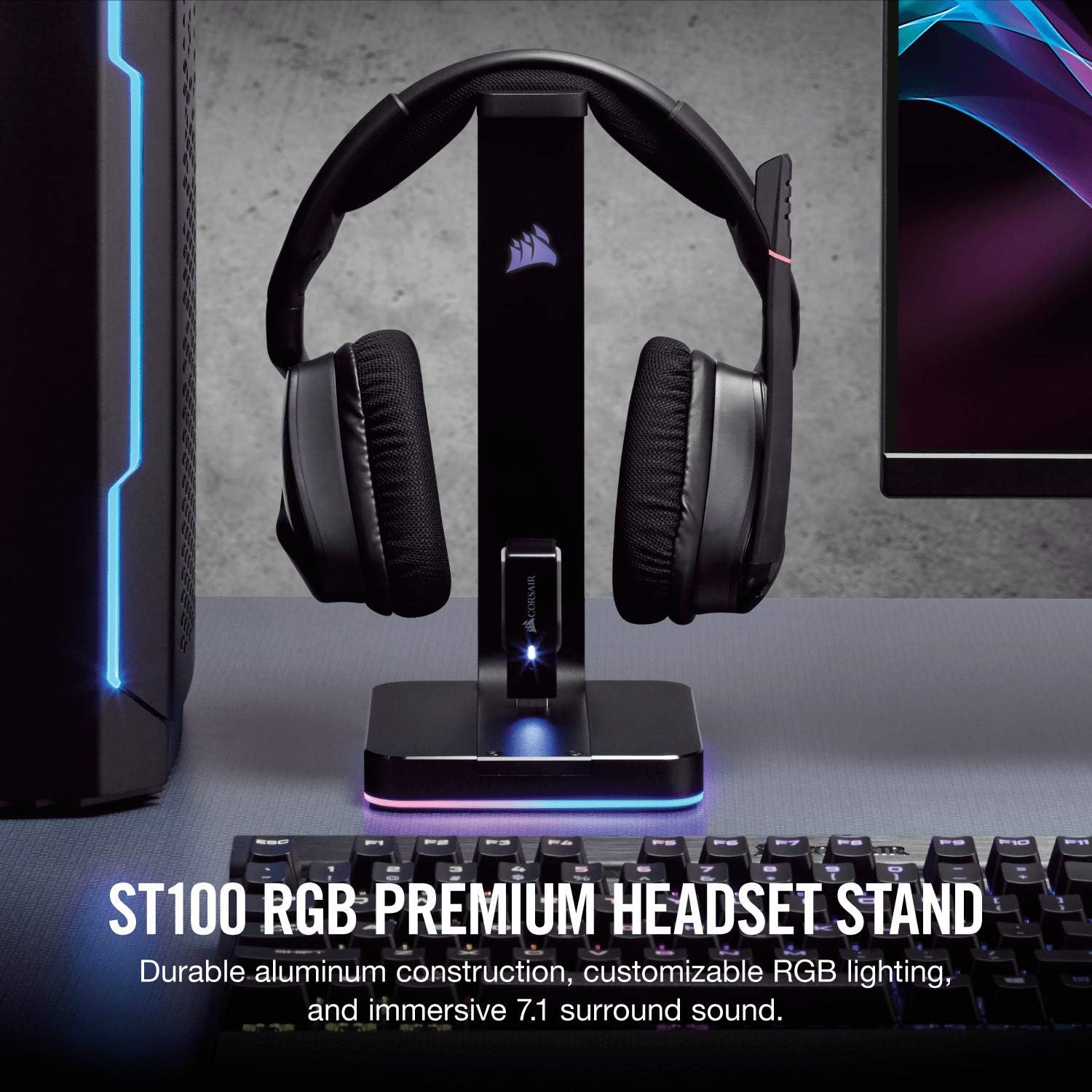 Buy Corsair,Corsair ST100 RGB Premium Headset Stand – Aluminium Gaming Hub with 7.1 Surround Sound – Black - Gadcet UK | UK | London | Scotland | Wales| Near Me | Cheap | Pay In 3 | Headphone Stands
