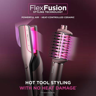 Shark FlexFusion Multi-Styler (HD652SUK) – Hair Dryer & Ceramic Straightener with 5 Attachments, No Heat Damage, Scalp Shield & Storage Case – Cosmic Blush