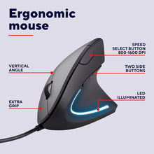 Buy Trust,Trust Verto Wired Ergonomic Vertical Mouse – 1000-1600 DPI, 6 Buttons, LED Illumination, Right-Handed – Black - Gadcet UK | UK | London | Scotland | Wales| Near Me | Cheap | Pay In 3 | Keyboard & Mouse