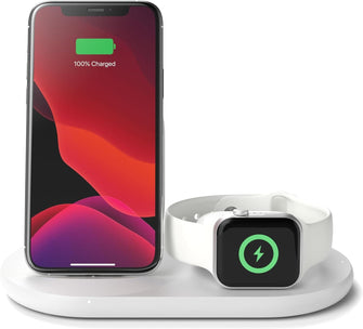 Buy Belkin,Belkin 3 in 1 Wireless Charger Stand Including Plug - White - Gadcet UK | UK | London | Scotland | Wales| Ireland | Near Me | Cheap | Pay In 3 | Power Adapter & Charger Accessories