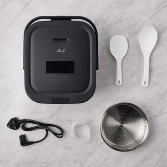 Yum Asia Hotaru 3-Cup Induction Rice Cooker – Slate Grey | Ceramic Bowl, Multi-Cooker, LED Display, UK Plug
