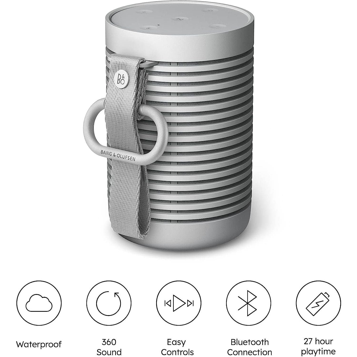 Buy Bang & Olufsen,Bang & Olufsen Beosound Explore - High-end Wireless Portable Bluetooth Speaker for Outdoor, Home and Travel, 360 Degree IP67 Waterproof Speaker with Playtime Up to 27 Hours - Grey Mist - Gadcet UK | UK | London | Scotland | Wales| Ireland | Near Me | Cheap | Pay In 3 | Bluetooth Speakers
