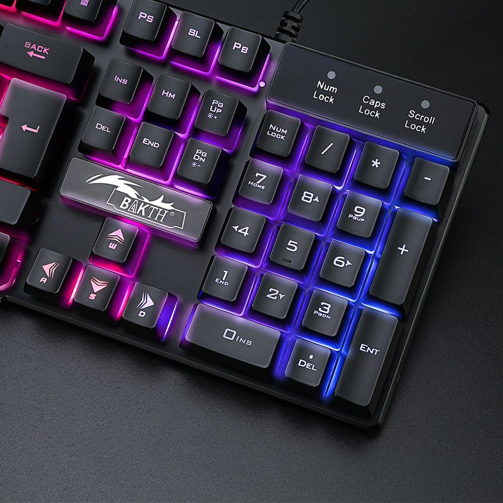 BAKTH Rainbow LED Backlit Gaming Keyboard & Mouse Combo – Mechanical-F ...