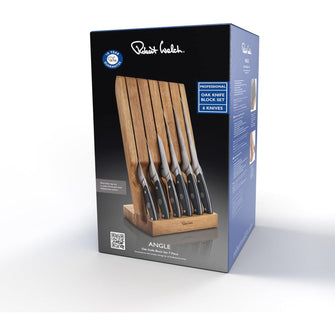 Robert Welch Professional Angle Oak Knife Block Set – 6-Piece Award-Winning Set