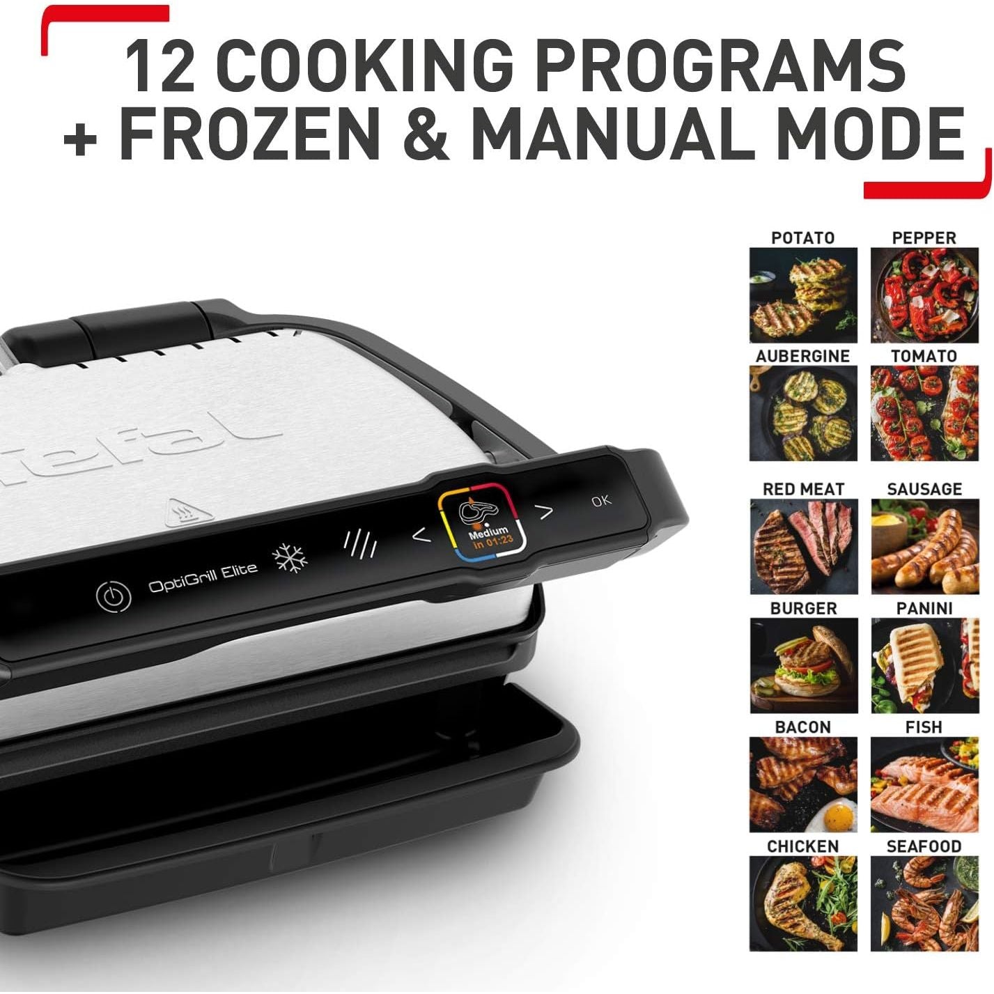 Buy TEFAL,Tefal OptiGrill Elite GC750D40 Intelligent Health Grill – 2000W, 4-6 Portions, Black & Stainless Steel - Gadcet UK | UK | London | Scotland | Wales| Near Me | Cheap | Pay In 3 | Sandwich Makers
