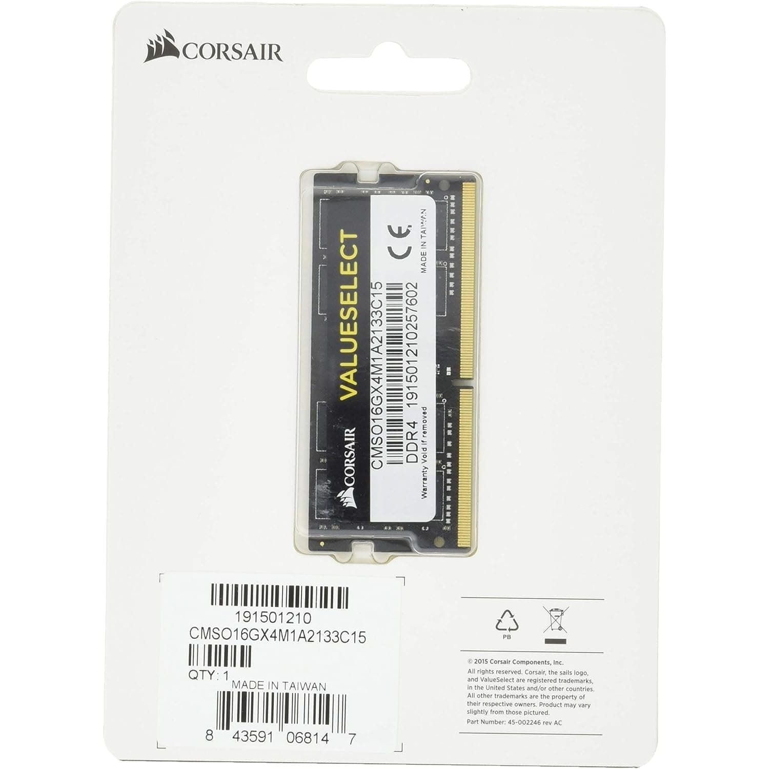 Buy Corsair,Corsair Value Select SODIMM 16GB (1x16GB) DDR4 2133MHz C15 Memory for Laptop/Notebooks - Black - Gadcet UK | UK | London | Scotland | Wales| Ireland | Near Me | Cheap | Pay In 3 | Computer Components