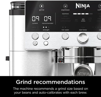 Ninja Luxe Premier 3-in-1 Coffee Machine – Latte, Cappuccino, Cold Brew & Espresso Maker, Built-In Bean Grinder, Milk Frother, 4 Automated Froth Presets – Silver (ES601UK)
