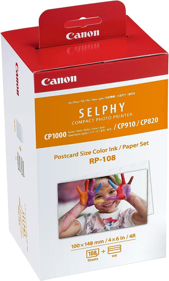 Buy Canon,Canon SELPHY CP1500 Paper - RP-108 Ink + Paper Set, 100 x 148mm, 108 Sheets, Compatible with CP1300, CP1200 - Gadcet UK | UK | London | Scotland | Wales| Near Me | Cheap | Pay In 3 | Toner & Inkjet Cartridges