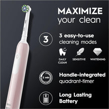 Oral-B Pro 1 Electric Toothbrushes For Adults With 3D Cleaning, Gifts For Women / Men, 1 Toothbrush Head, Gum Pressure Control, 2 Pin UK Plug, Pink - 4