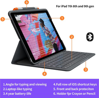Buy Logitech,Logitech iPad 7th Gen Slim Folio Tablet Case - Grey - Gadcet UK | UK | London | Scotland | Wales| Ireland | Near Me | Cheap | Pay In 3 | Tablet Computers