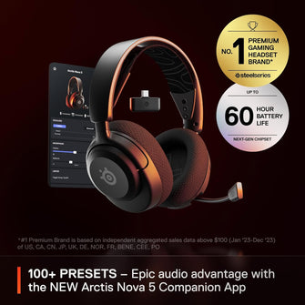 SteelSeries Arctis Nova 5 Wireless Gaming Headset – PC, PS4/PS5, Mobile | 60H Battery, 2.4GHz/Bluetooth, ClearCast Mic, 100+ Audio Presets