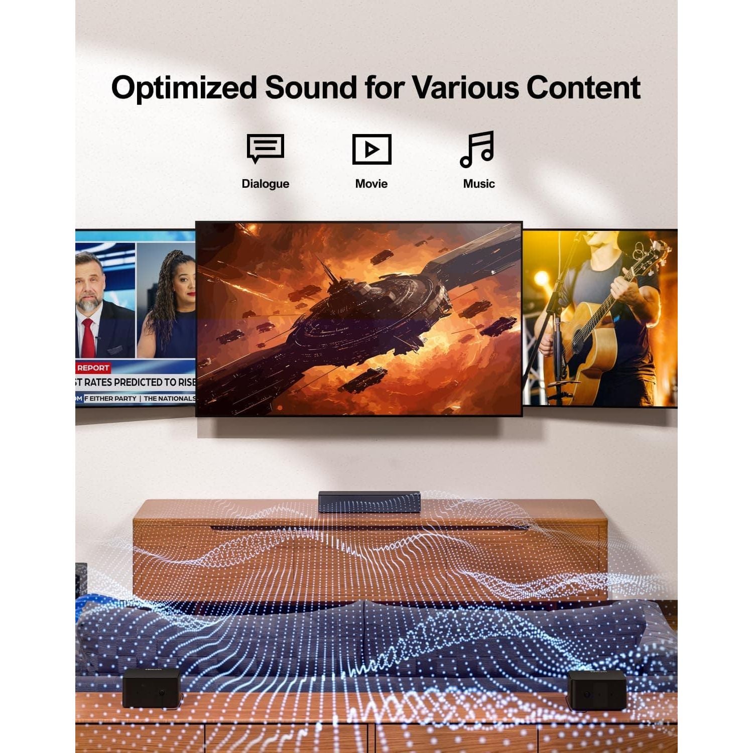 Buy ULTIMEA,ULTIMEA Poseidon D50 5.1 Surround Sound Bar - 3D System with Wireless Subwoofer, Rear Speakers, Adjustable Bass, Home Theater TV Speakers - Gadcet UK | UK | London | Scotland | Wales| Near Me | Cheap | Pay In 3 | Soundbar Speakers