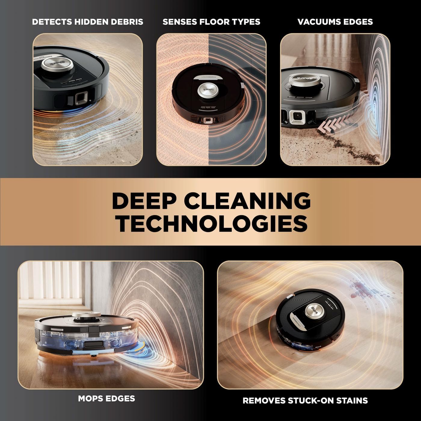 Shark PowerDetect NeverTouch Pro Robot Vacuum & Mop – 60-Day Self-Empty Base, 3D LiDAR and App Control – Black
