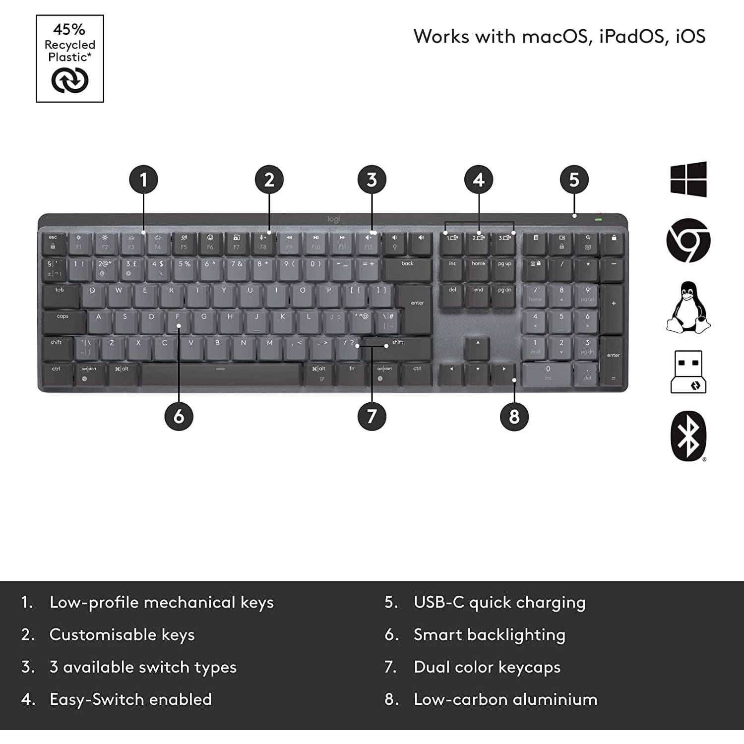 Buy Logitech,Logitech MX Mechanical Wireless Illuminated Performance Keyboard QWERTY UK English Layout - Grey - Gadcet UK | UK | London | Scotland | Wales| Ireland | Near Me | Cheap | Pay In 3 | Keyboard & Mouse