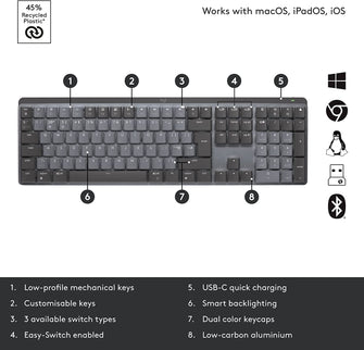 Buy Logitech,Logitech MX Mechanical Wireless Illuminated Performance Keyboard QWERTY UK English Layout - Grey - Gadcet UK | UK | London | Scotland | Wales| Ireland | Near Me | Cheap | Pay In 3 | Keyboard & Mouse