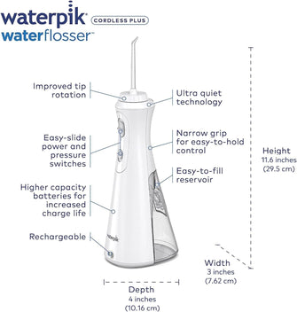 Buy WATERPIK,Waterpik Cordless Plus Water Flosser (UK 3-Pin Plug) - White Edition - Gadcet UK | UK | London | Scotland | Wales| Near Me | Cheap | Pay In 3 | Health & Beauty