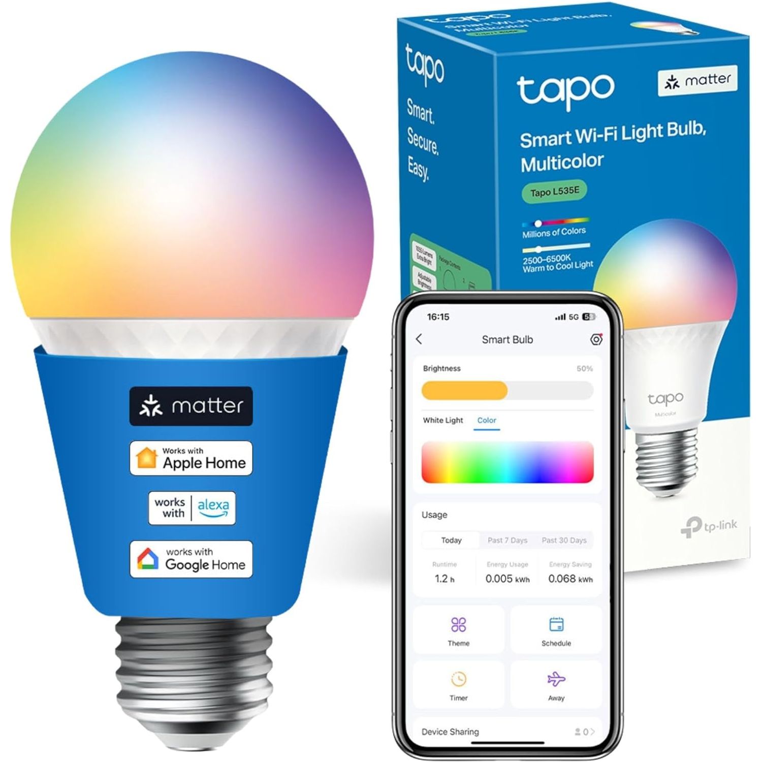 Buy Tapo,Tapo L535E Matter Smart Bulb E27 – 8.6W, 1055 lm, Dimmable & Tunable, Energy Monitoring, Works with Apple HomeKit, Alexa & Google - Gadcet UK | UK | London | Scotland | Wales| Near Me | Cheap | Pay In 3 | LED Light Bulbs
