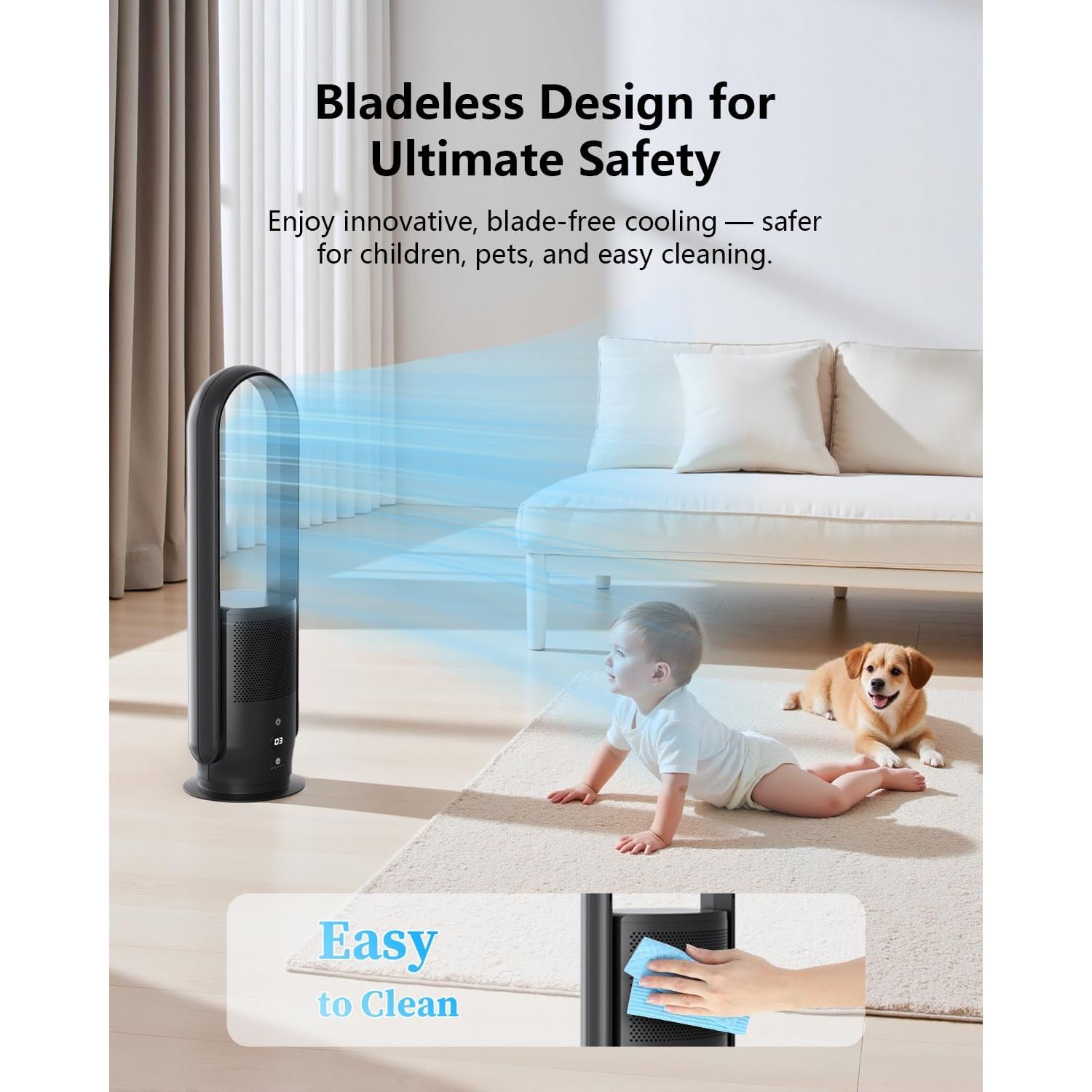 Buy Ultty,Ultty Bladeless Tower Fan with HEPA Air Purifier – 80cm Oscillating, 9 Speeds, Remote, Timer, Touch Control, Black (CR022D) - Gadcet UK | UK | London | Scotland | Wales| Near Me | Cheap | Pay In 3 | Desk & Pedestal Fans