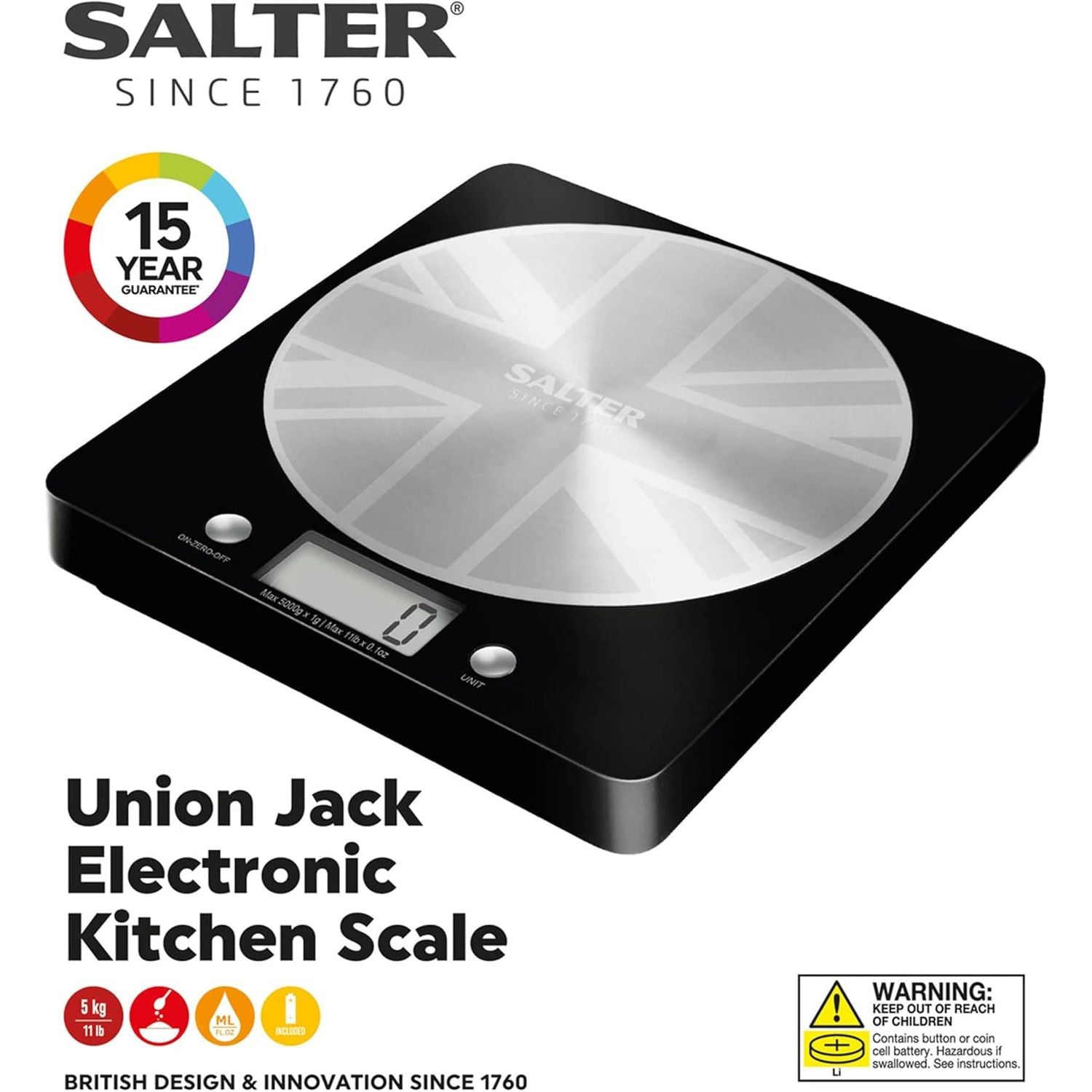 Buy Salter,Salter Digital Kitchen Scale – 5kg Capacity, Add & Weigh, Aquatronic for Liquids, LCD Display, Stainless Steel Union Jack Design - Gadcet UK | UK | London | Scotland | Wales| Near Me | Cheap | Pay In 3 | Digital Scales