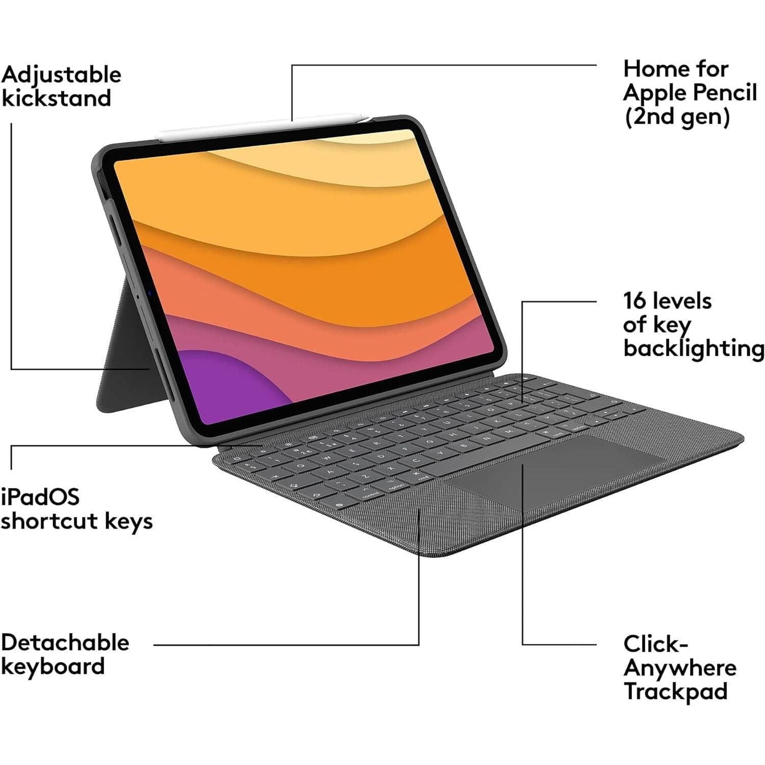 Logitech iPad Air 4th Gen Folio Keyboard Case - Grey - 8