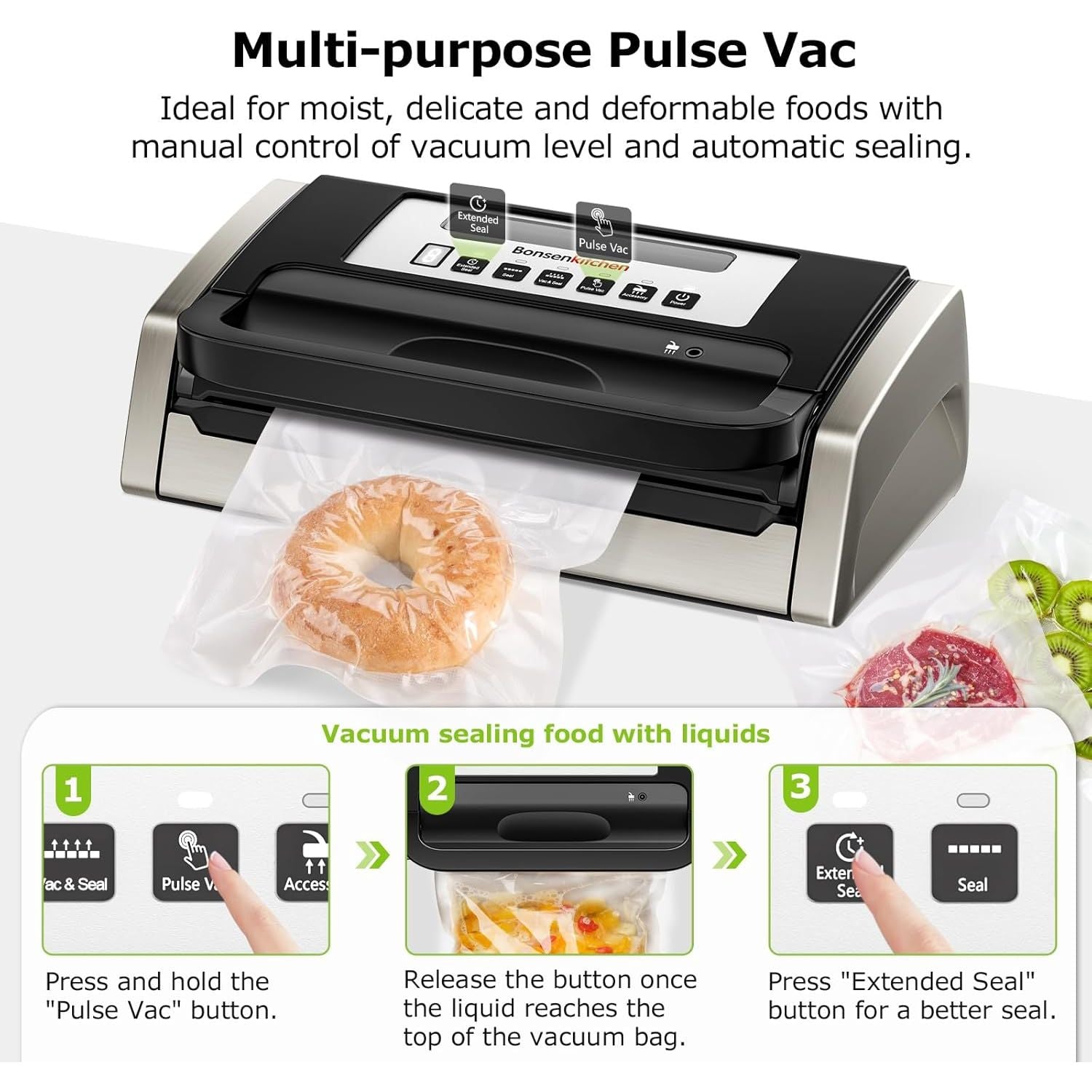 Buy BonsenKitchen,Bonsenkitchen VS4100 Vacuum Sealer Machine – Powerful Globefish Technology, Built-In Cutter & Bag Storage, Low Noise - Gadcet UK | UK | London | Scotland | Wales| Near Me | Cheap | Pay In 3 | Vacuum Sealers