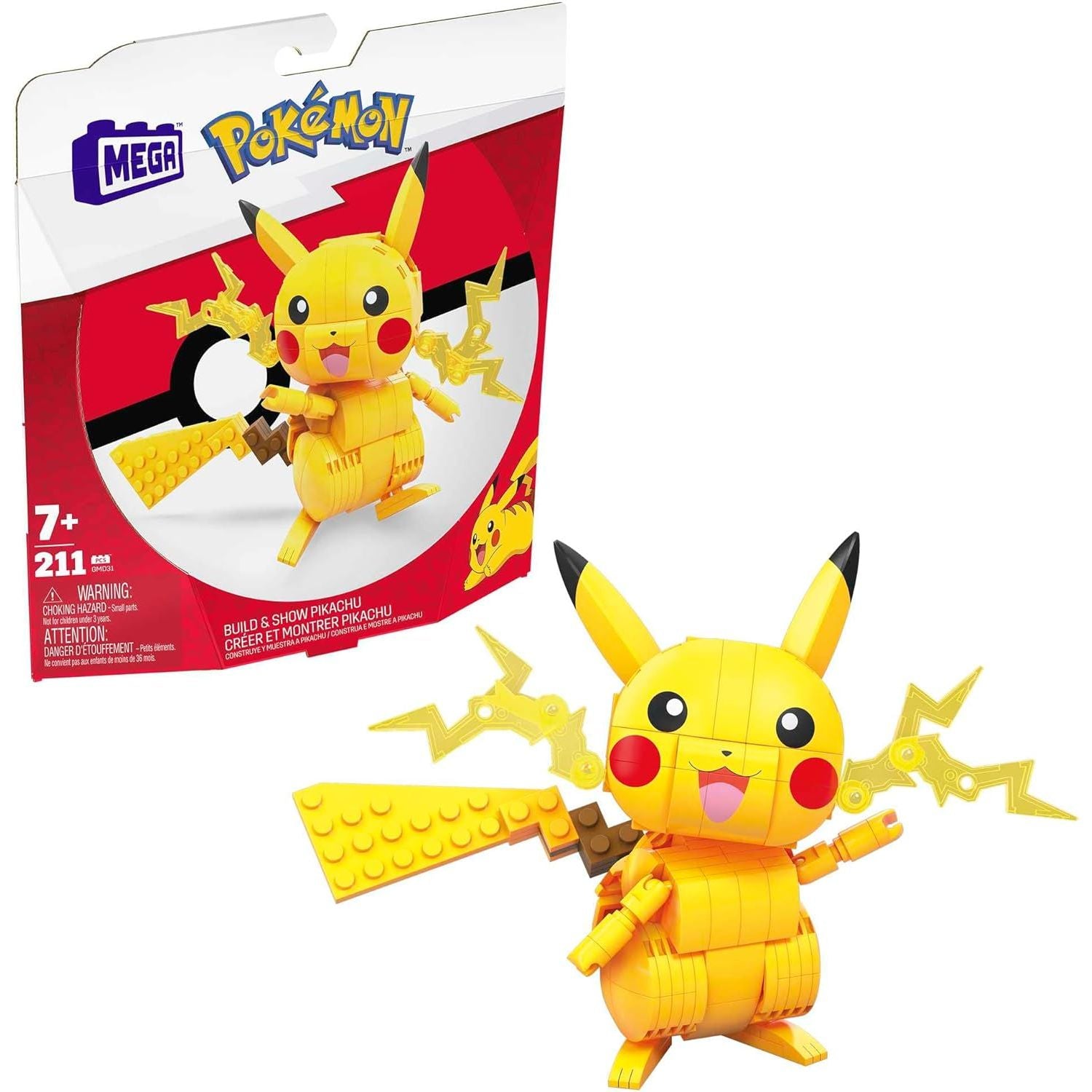 Buy Mattel,MEGA Pokémon Build & Show Pikachu – 211-Piece Articulated Building Toy Figure (GMD31) - Gadcet UK | UK | London | Scotland | Wales| Near Me | Cheap | Pay In 3 | Toys & Games