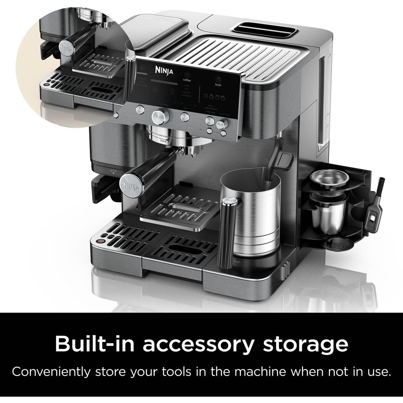 Buy NINJA,Ninja Luxe Premier 3-in-1 Coffee Machine – Latte, Cappuccino, Cold Brew & Espresso Maker with Built-in Grinder & Milk Frother (Gun Metal, ES601UKGM) - Gadcet UK | UK | London | Scotland | Wales| Near Me | Cheap | Pay In 3 | Espresso Machines