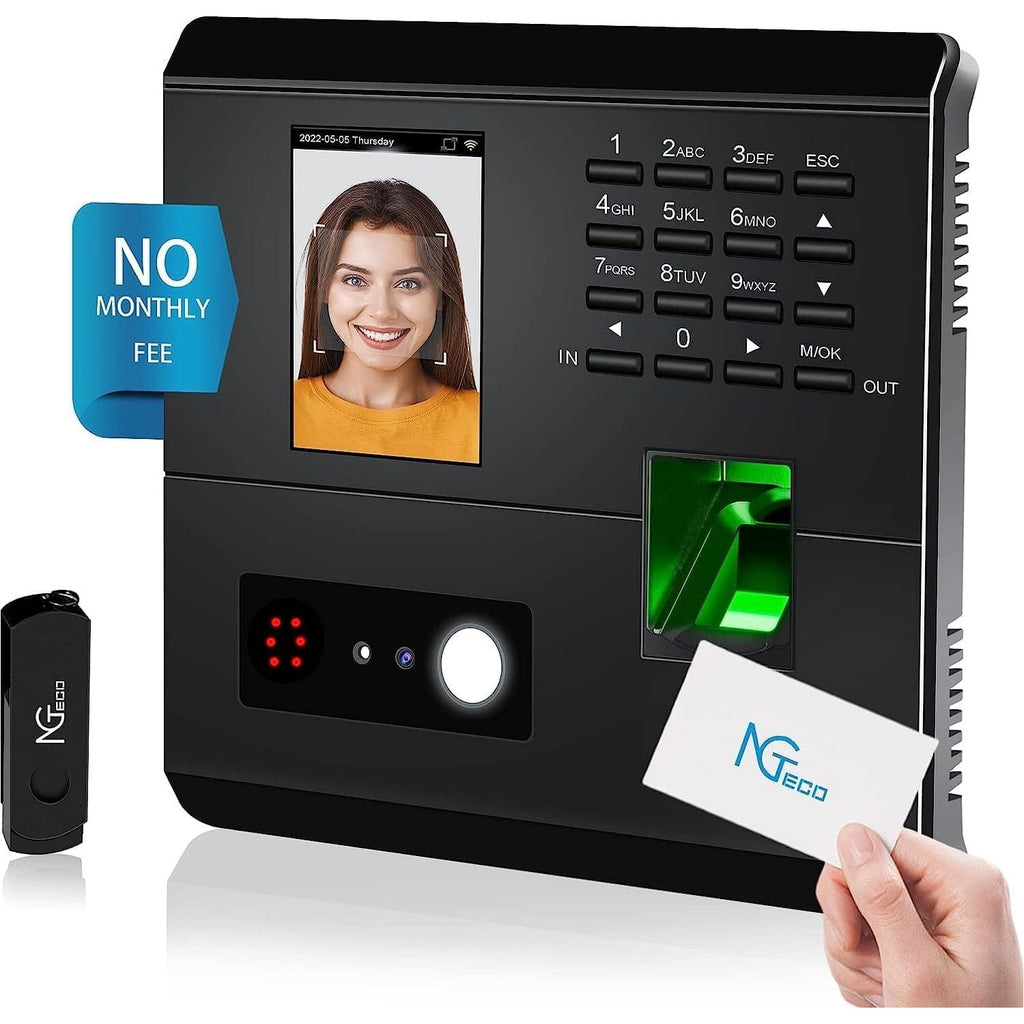 Factory Clocking In Machine NGTeco MB1 Clock in Machine for Employees Small Business with Face ...