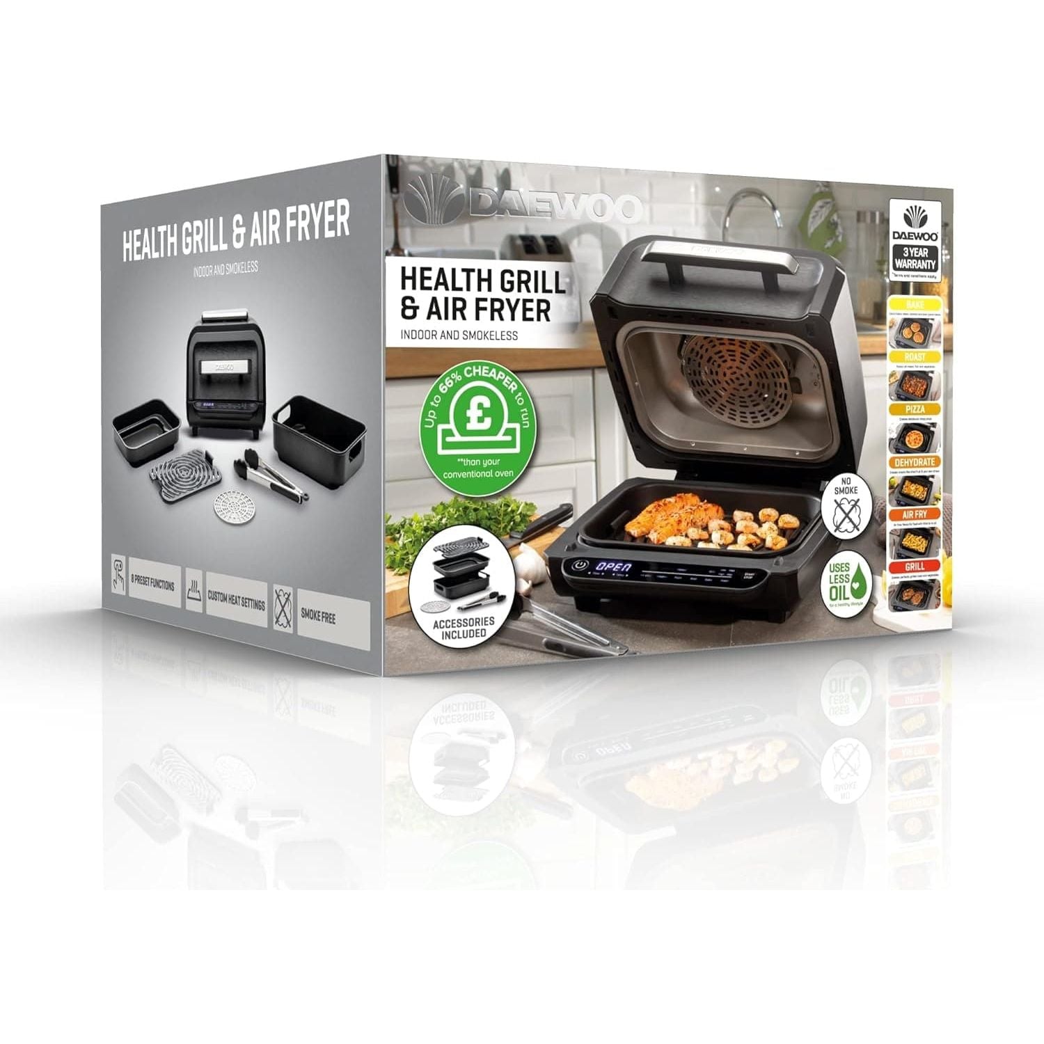 Buy DAEWOO,Daewoo Digital Health Grill And Air Fryer, 8-In-1 Combination, Bake, Roast, Grill And More For Healthier Cooking With Less Oil, Sleek And Modern Design With Auto Shut Off, Family Sized, 4 Litres - Gadcet UK | UK | London | Scotland | Wales| Ireland | Near Me | Cheap | Pay In 3 | GRILL