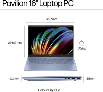 Buy HP,HP Pavilion 16 – Intel Core Ultra 5-125U, 16GB RAM, 512GB SSD, Intel Arc Graphics, Win 11, Sky Blue - Gadcet UK | UK | London | Scotland | Wales| Near Me | Cheap | Pay In 3 | Laptops