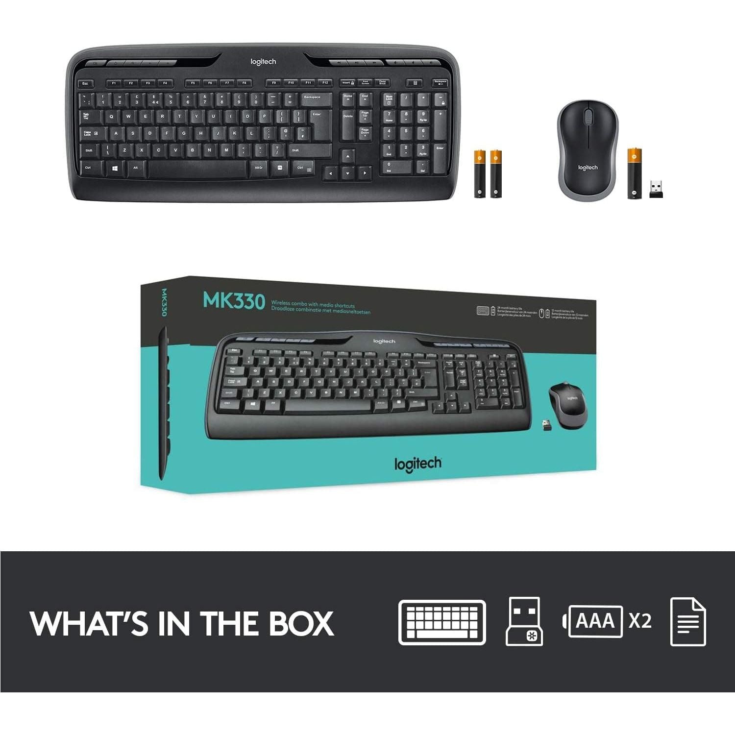 Buy Logitech,Logitech MK330 Wireless Keyboard and Mouse Combo for Windows - QWERTY UK Layout - Black - Gadcet UK | UK | London | Scotland | Wales| Ireland | Near Me | Cheap | Pay In 3 | Keyboard & Mouse
