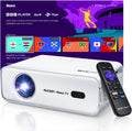 Aurzen Roku TV Smart Projector for Bedroom, Roku Streaming Experience Built-in, 1080P FHD, Dolby Audio, Auto Focus & Keystone, Zoom, Portable Mini Projector for Outdoor Movie, White