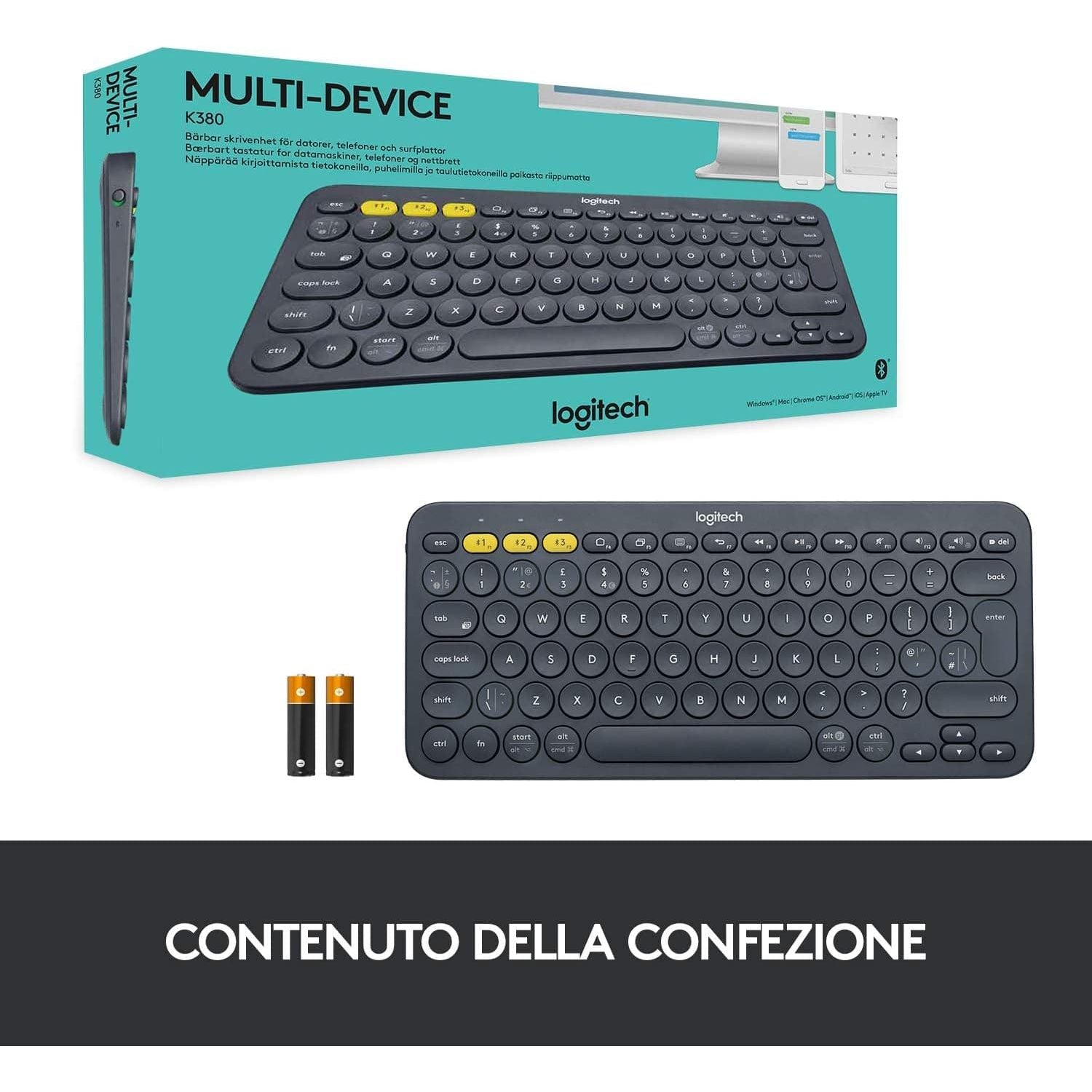 Buy Logitech,Logitech K380 Multi-Device Bluetooth Keyboard  - Dark Grey - Gadcet UK | UK | London | Scotland | Wales| Ireland | Near Me | Cheap | Pay In 3 | Keyboards