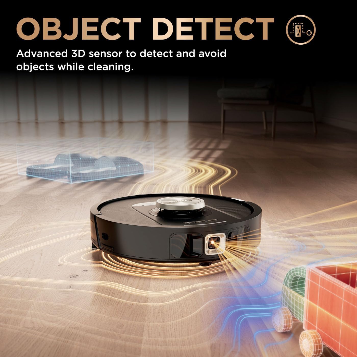 Shark PowerDetect NeverTouch Pro Robot Vacuum & Mop – 60-Day Self-Empty Base, 3D LiDAR and App Control – Black