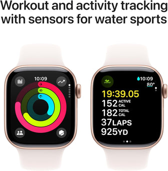 Apple Watch Series 10 – GPS, 42mm Smartwatch, Rose Gold Aluminium Case, Light Blush Sport Band (S/M), Water Resistant, Always-On Retina Display