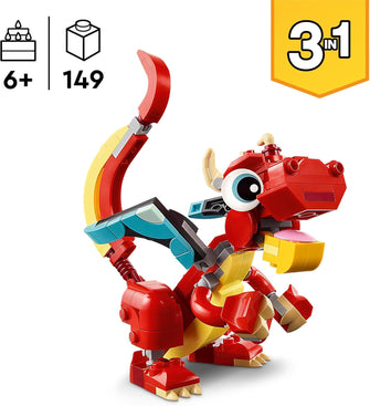 Buy LEGO,LEGO Creator 3in1 Red Dragon Toy to Fish Figure to Phoenix Bird Model, Animal Figures Set, Gifts for 6 Plus Year Old Boys, Girls and Kids - Gadcet UK | UK | London | Scotland | Wales| Near Me | Cheap | Pay In 3 | Interlocking Blocks