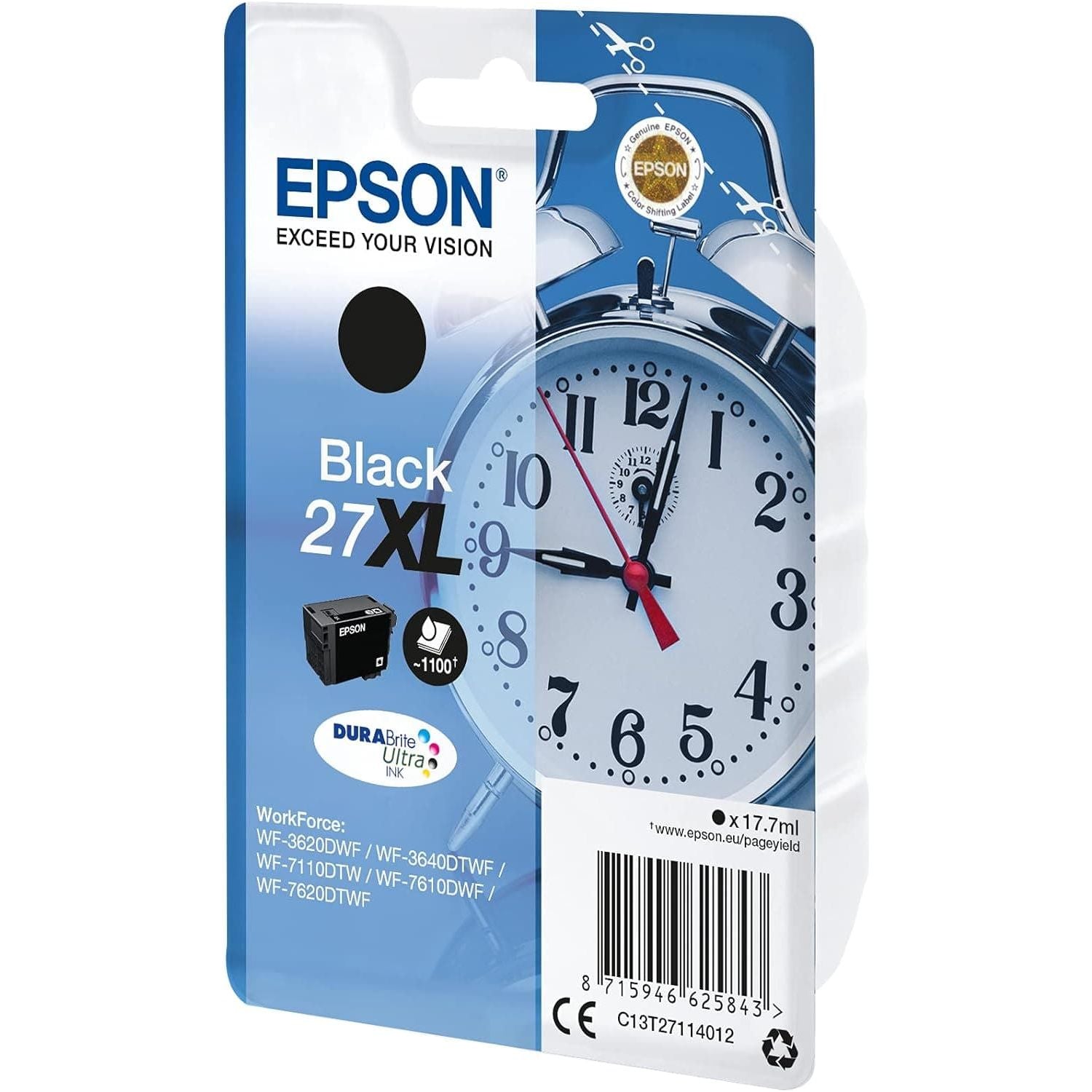 Buy Epson,Epson 27XL Black Alarm Clock High Yield Genuine, DuraBrite Ultra Ink Cartridge - Gadcet UK | UK | London | Scotland | Wales| Near Me | Cheap | Pay In 3 | Toner & Inkjet Cartridges