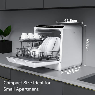 Buy Hermitlux,Hermitlux Mini Countertop Dishwasher 4 Place Settings, 5L Tank, 6 Programs, Touch Control, Baby Care & Fruit Wash - White - Gadcet UK | UK | London | Scotland | Wales| Near Me | Cheap | Pay In 3 | Kitchen Tools & Utensils