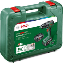 Bosch UniversalImpact 18V-60 Cordless Combi Drill – 18V System with 2 × 2.0Ah Batteries and Carrying Case