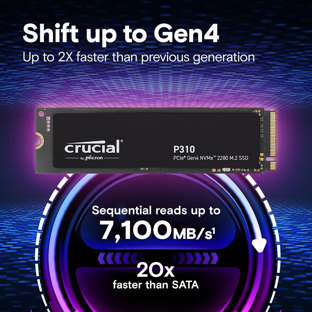 Buy Crucial,Crucial P310 2TB M.2 NVMe PCIe Gen4 SSD – Up to 7100MB/s, Laptop & Desktop Compatible (CT2000P310SSD801) - Gadcet UK | UK | London | Scotland | Wales| Near Me | Cheap | Pay In 3 | Hard Drives