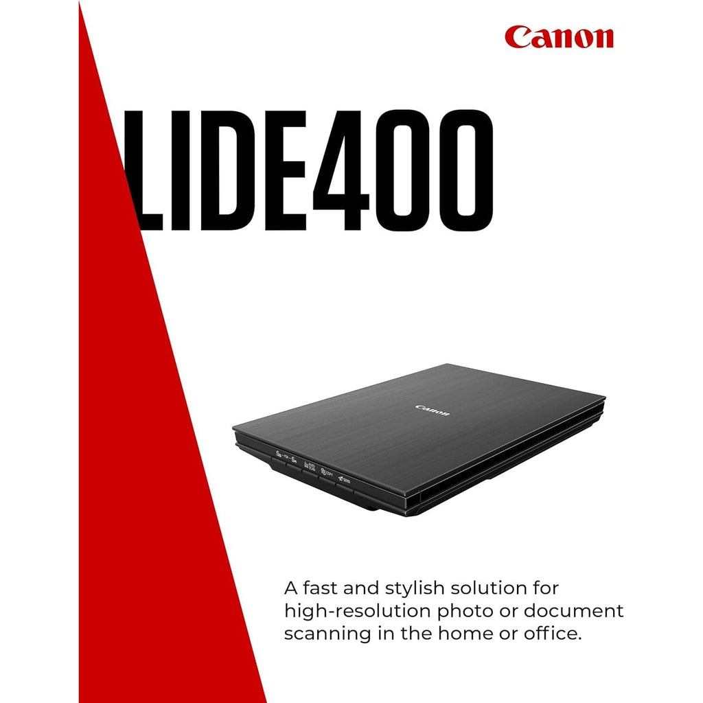 Canon LiDE 400 Color Flatbed Scanner (Black) - USB Type-C, Space-Savin ...